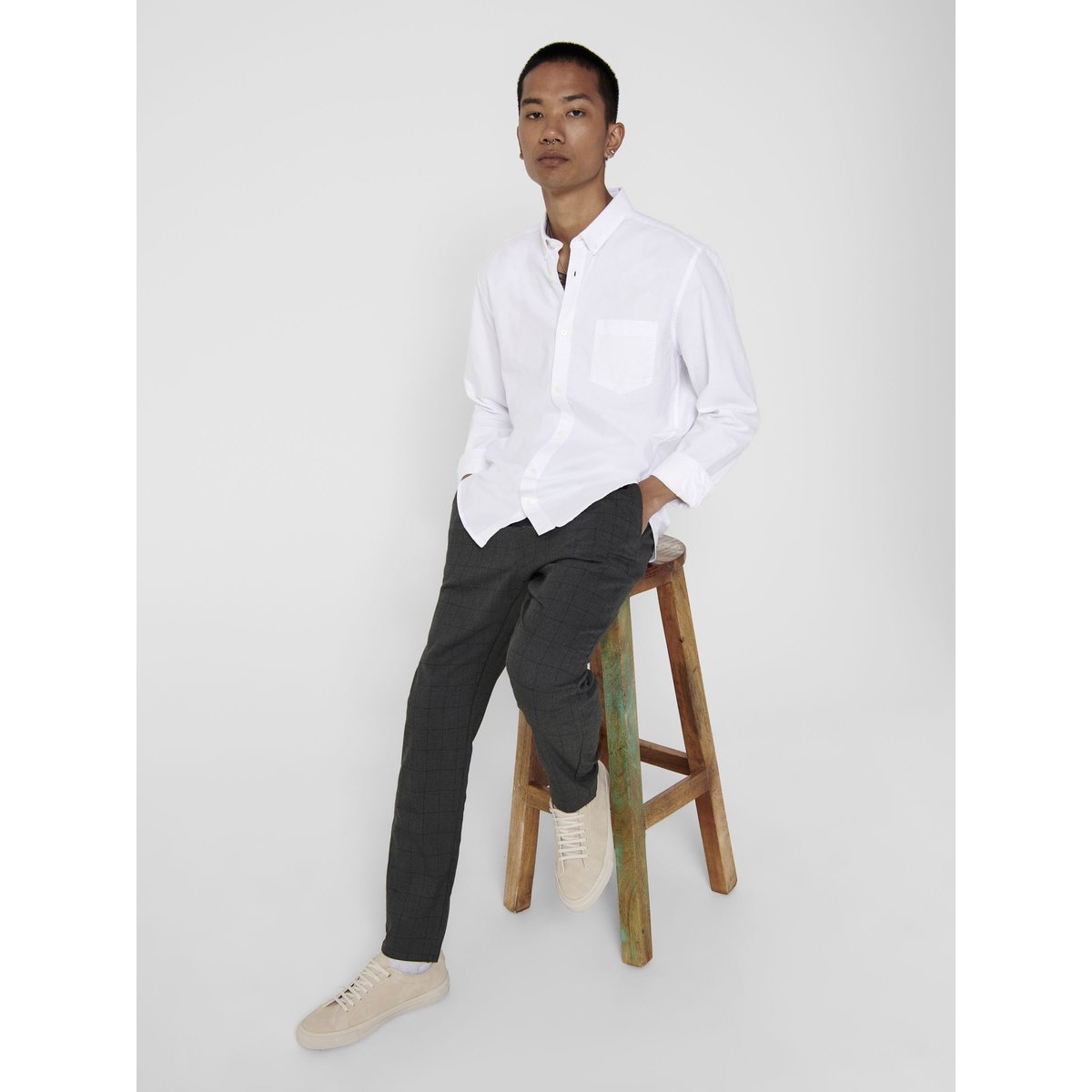 Chemise Oxford white, ONLY & SONS