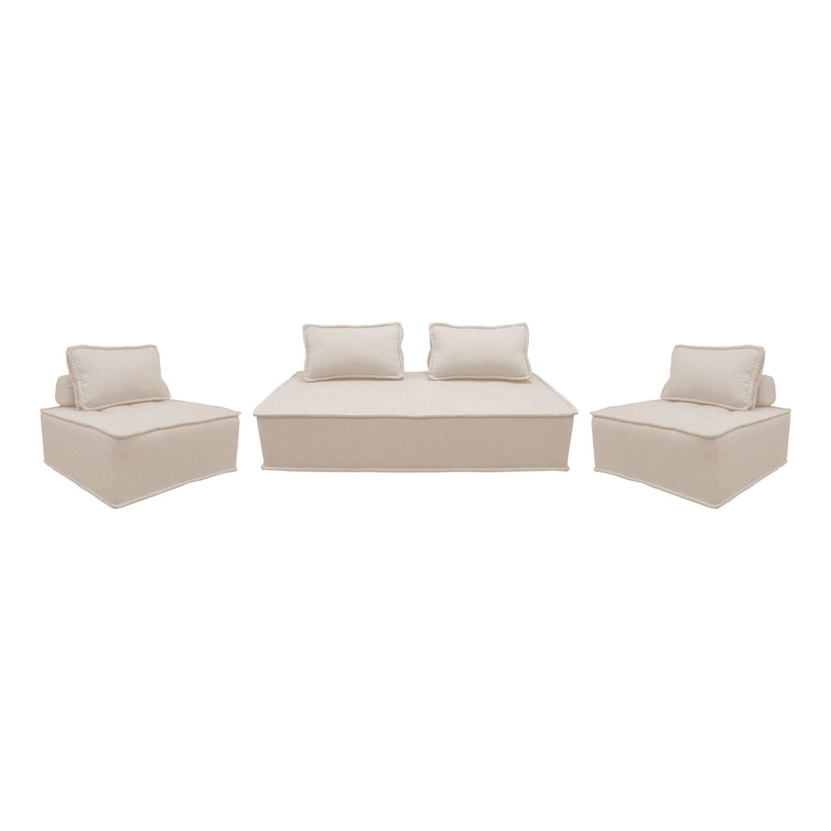 Ensemble chauffeuses pour canapé modulable 4 places tissu capitonné DAO crème, SWEEEK