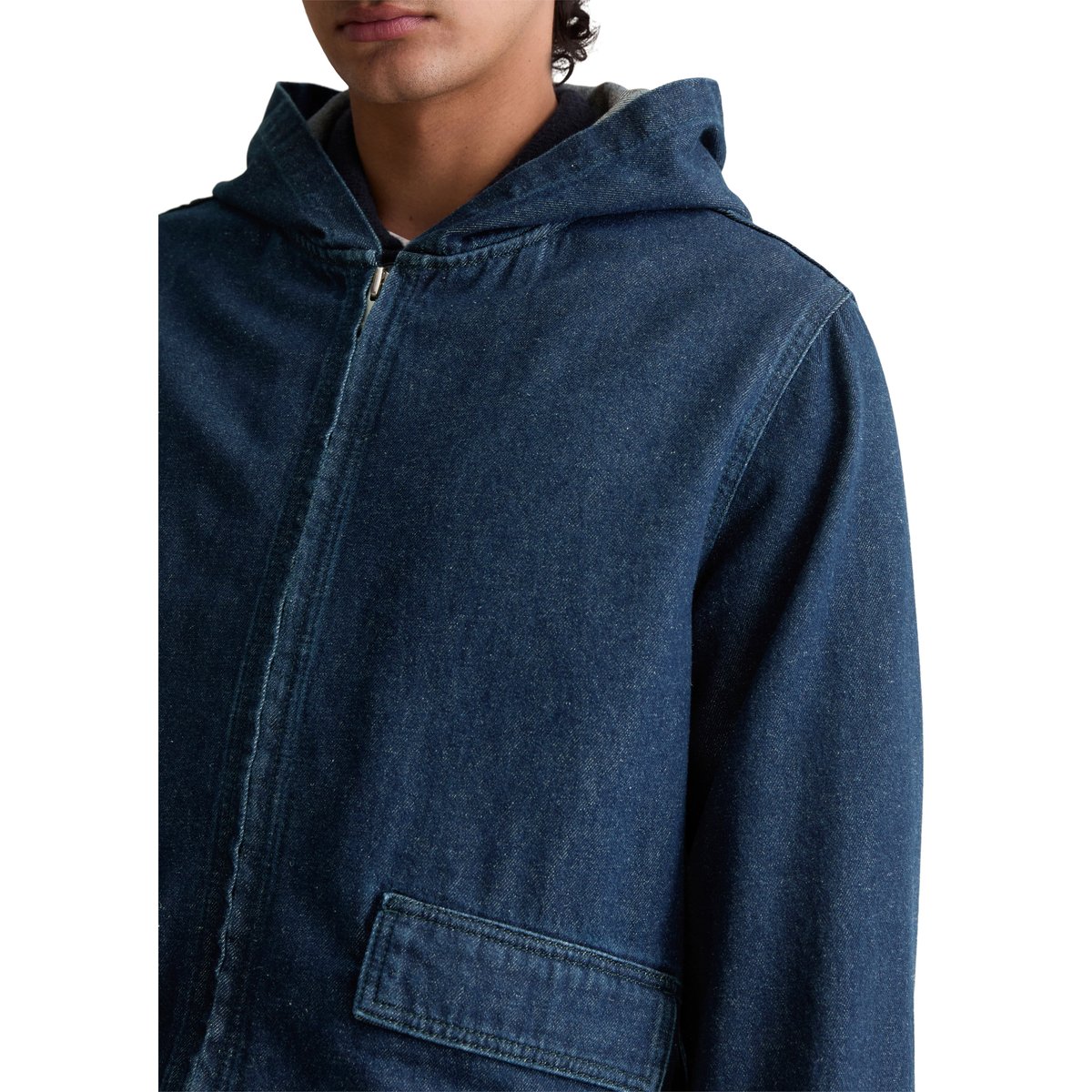 Veste en jean à capuche regular en denim avec des fibres d'ortie européennes bleu foncé, MARC O’POLO DENIM