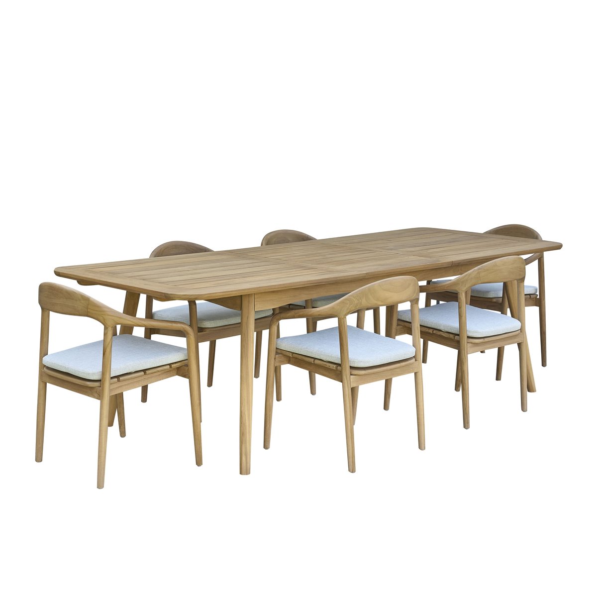 Salon de jardin en teck massif extensible 6/8 places AMBRE naturel, BERAH GETAH