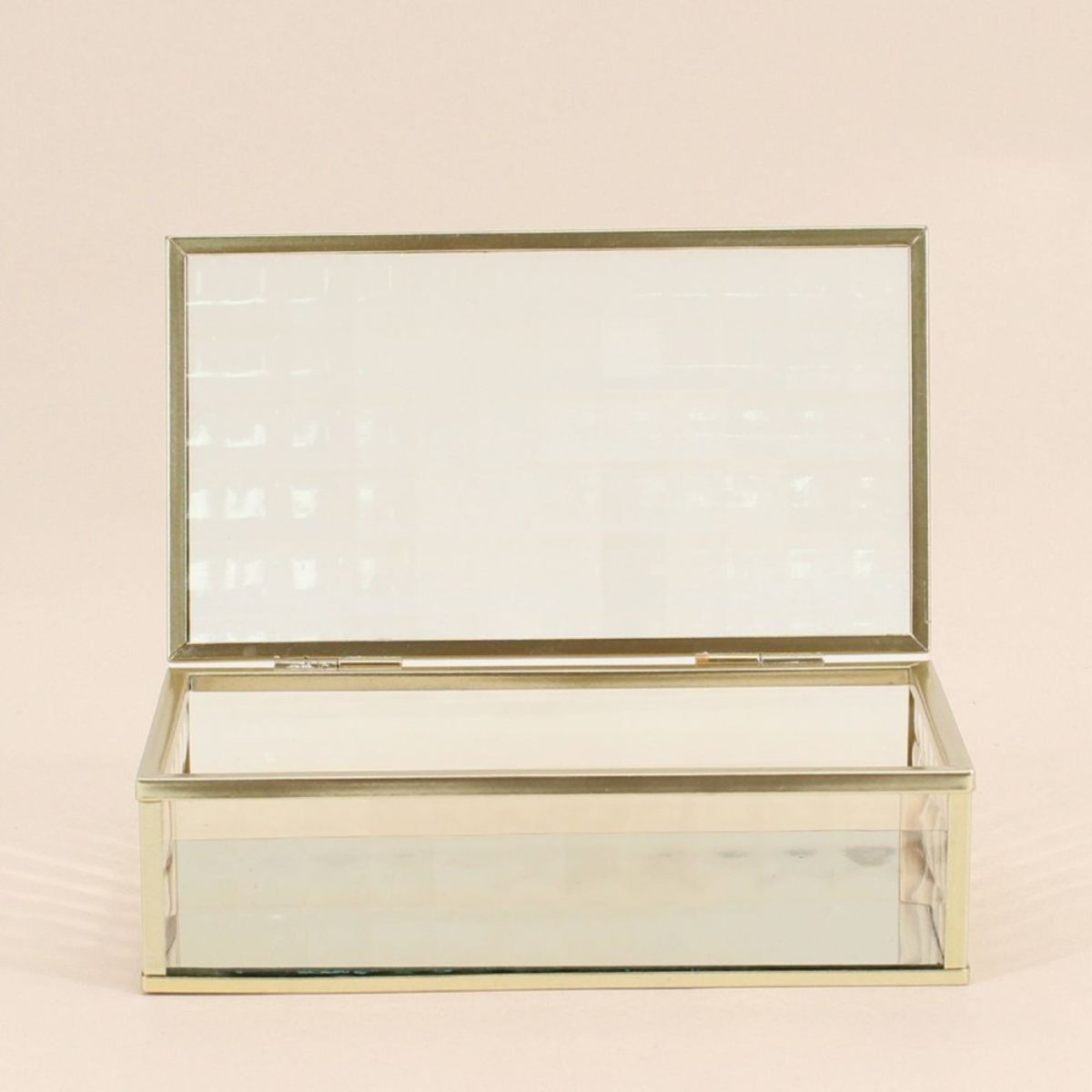 Boite en verre et métal 18x10cm doré, ORNAMI