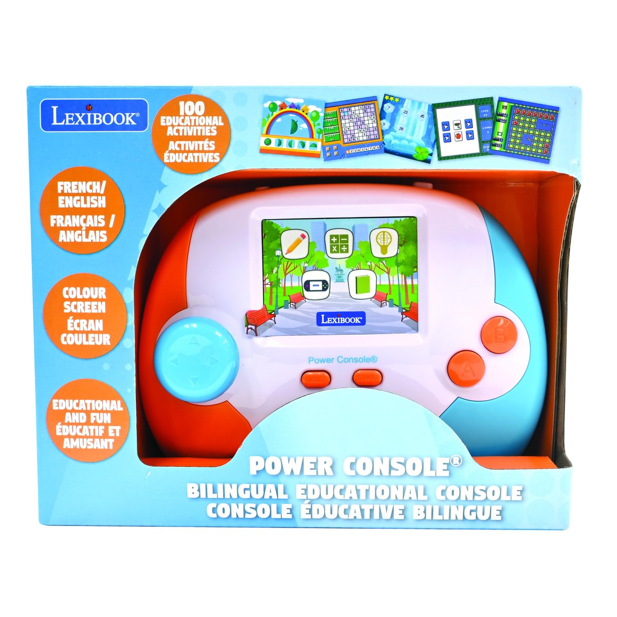 Power Console®,la console de jeux éducative français-anglais multicolore, LEXIBOOK
