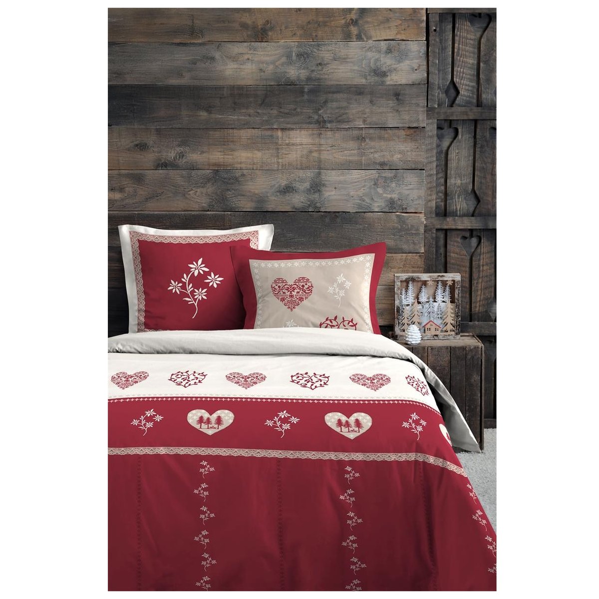 Housse de couette + taie Coeur de montagne mondane rouge, EDEN