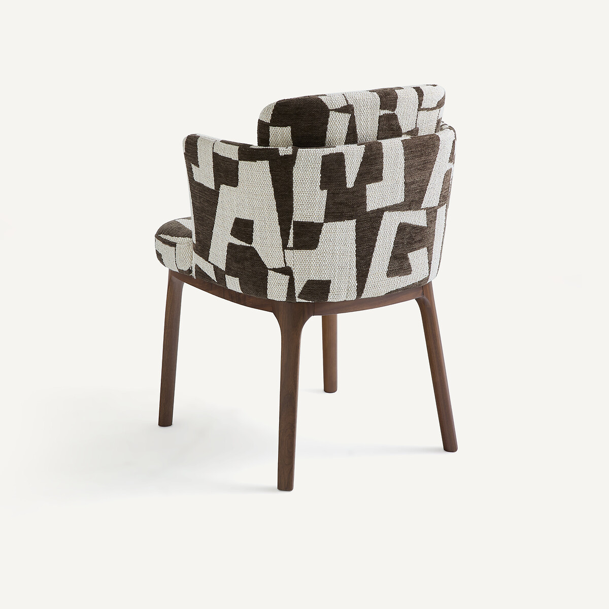 Poltrona da tavolo, noce e tessuto jacquard, Jabote cachou schiarito, AM.PM