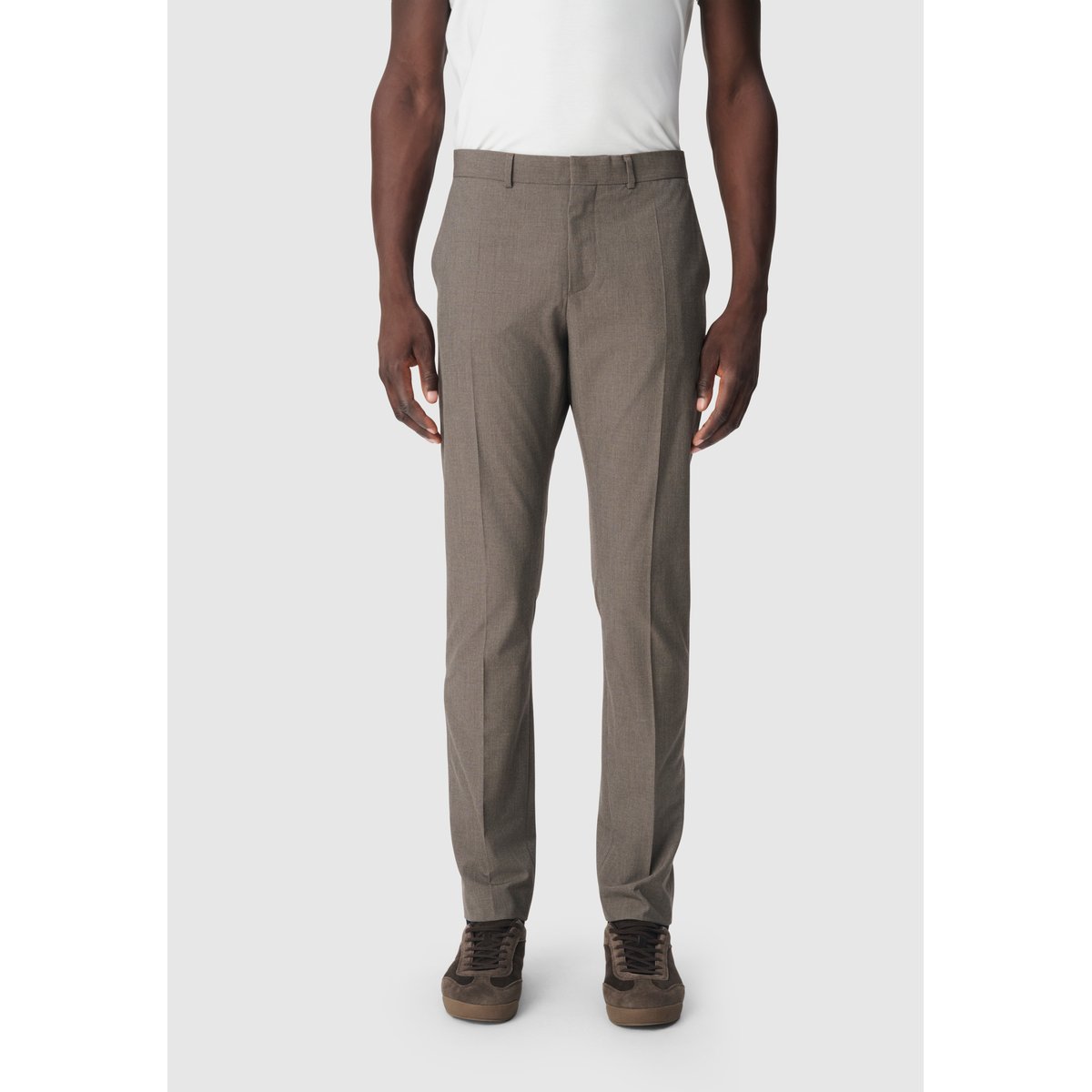 Pantalon de costume motif pied-de-puce marron havane, IKKS