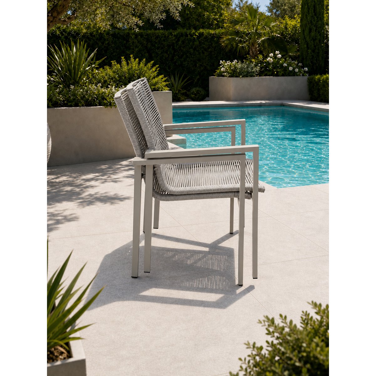 Lot de 2 fauteuils de jardin en aluminium et corde tissée MEXICO grège, DCB GARDEN