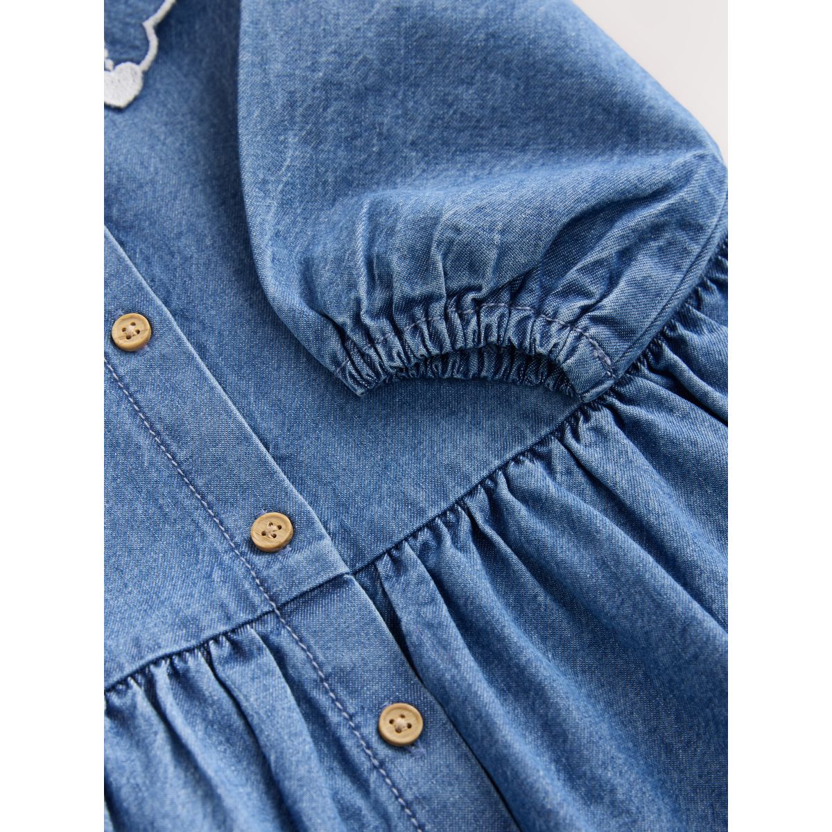 Robe à manches longues et col brodé jena bleu, NEXT