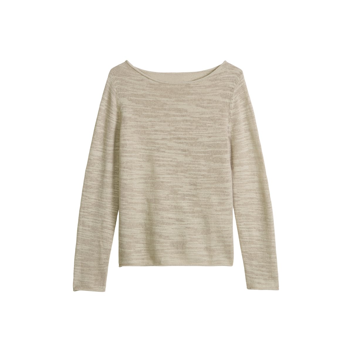 Pull slub slim en mélange de lin et de coton beige, MARC O'POLO