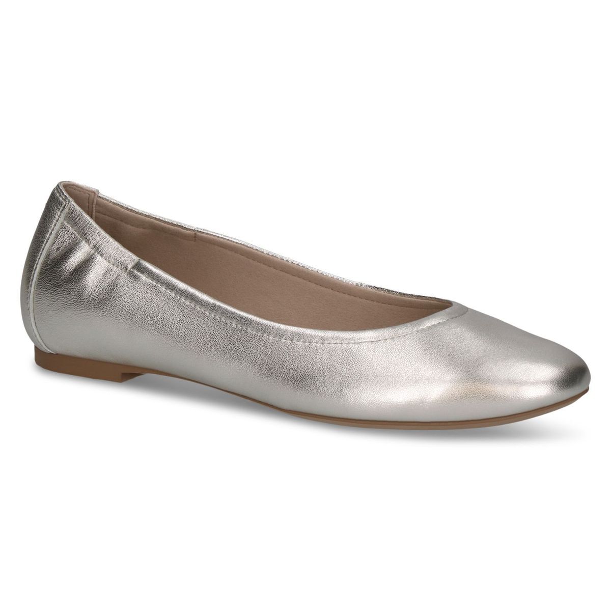 Ballerine en cuir argent combiné, CAPRICE