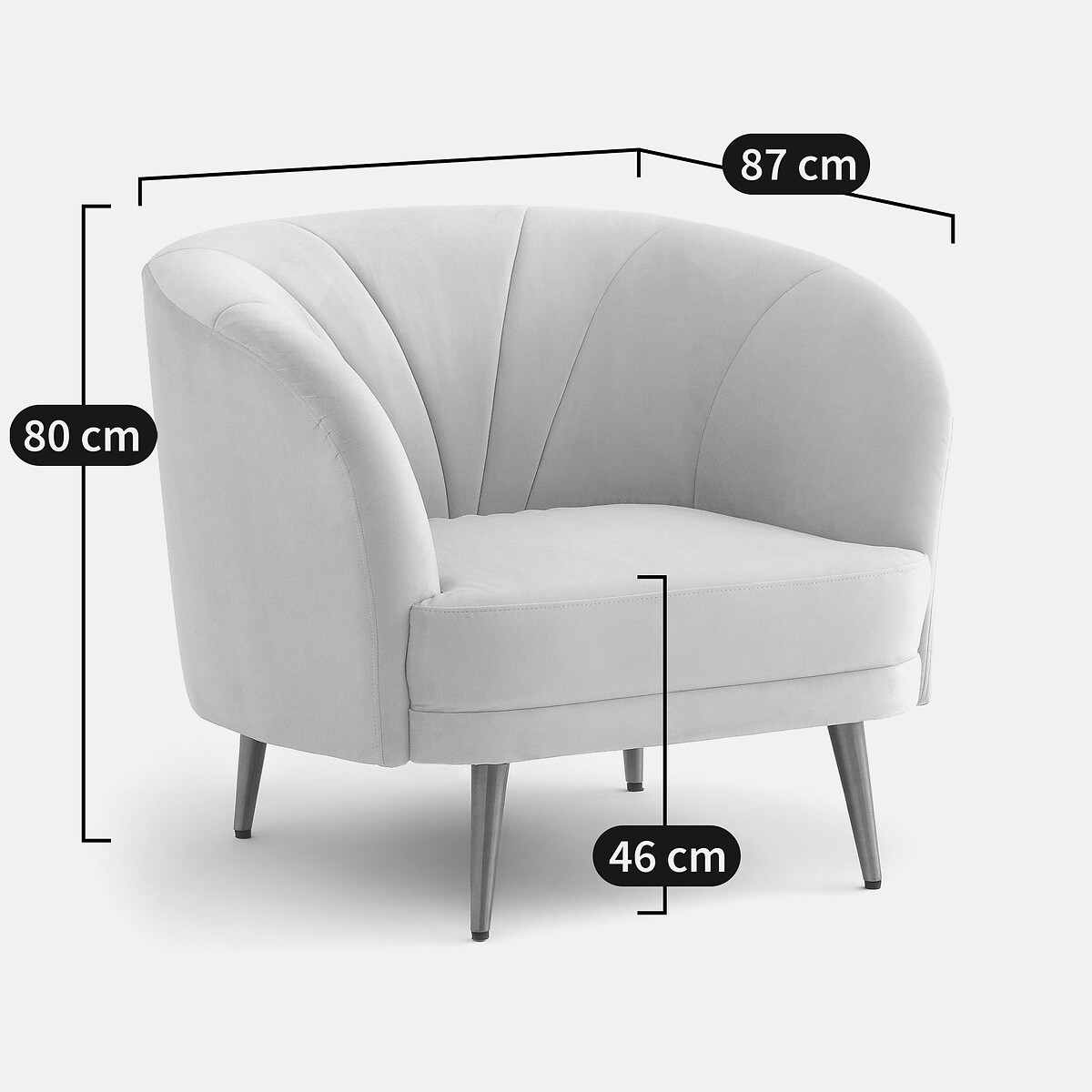 Fauteuil velours, Leone rose pastel, LA REDOUTE INTERIEURS