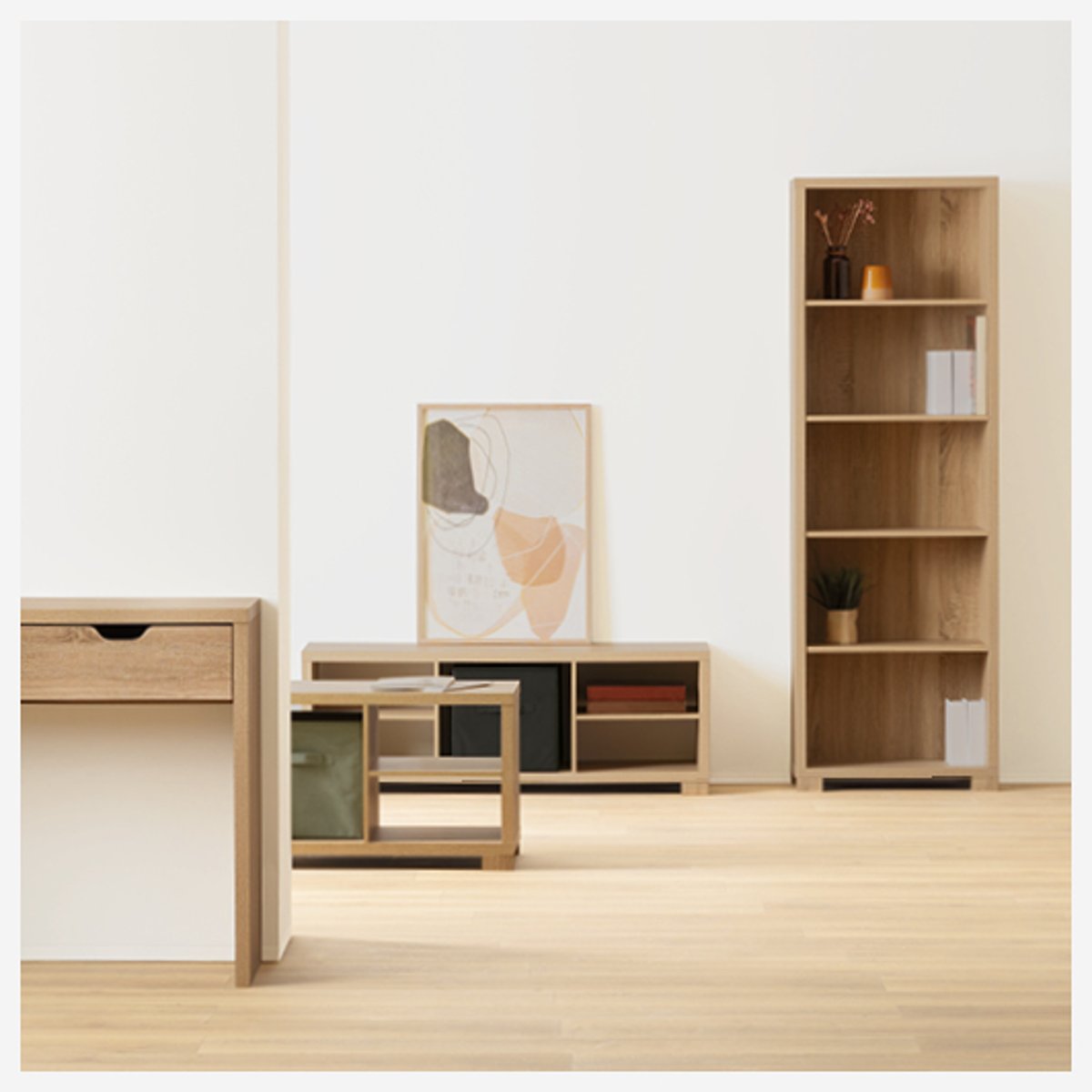 Buffet étagères modulable effet bois BIVOAK beige, 5FIVE SIMPLY SMART