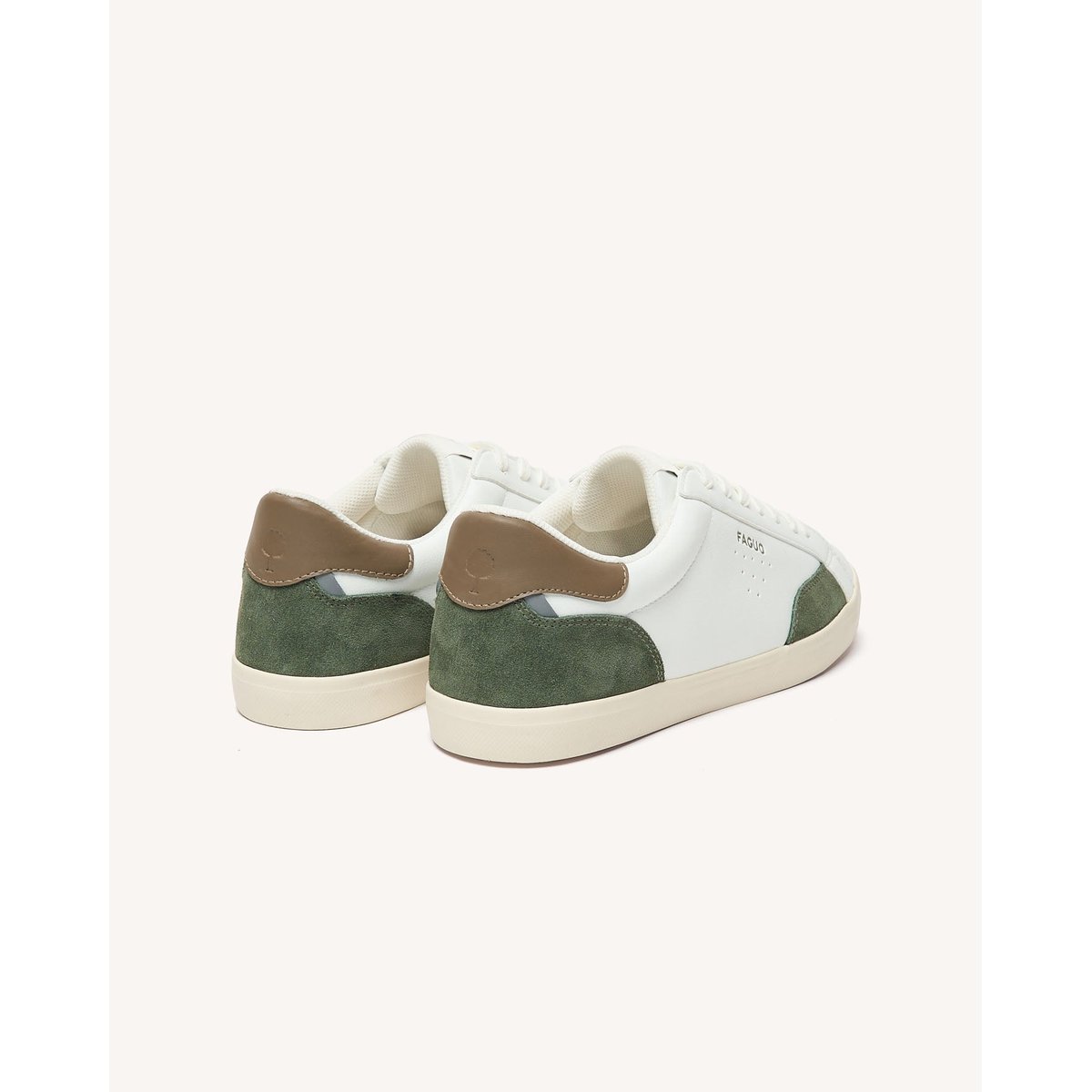 Tennis basses blanc et kaki, FAGUO