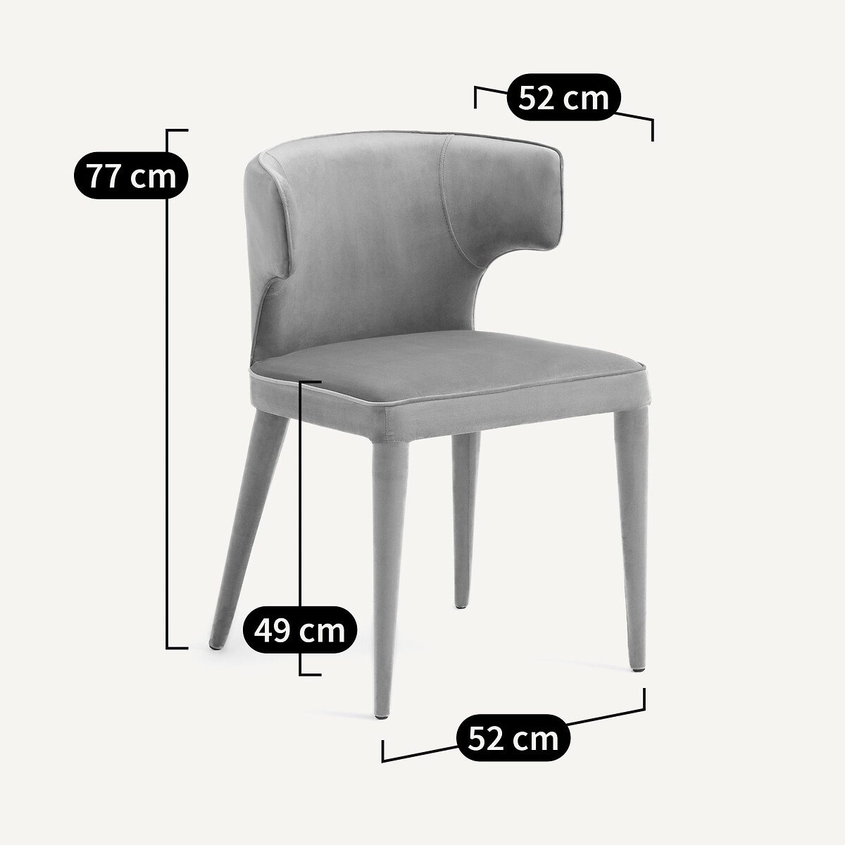 Sedia da tavolo Favinie grigio cincilla, AM.PM