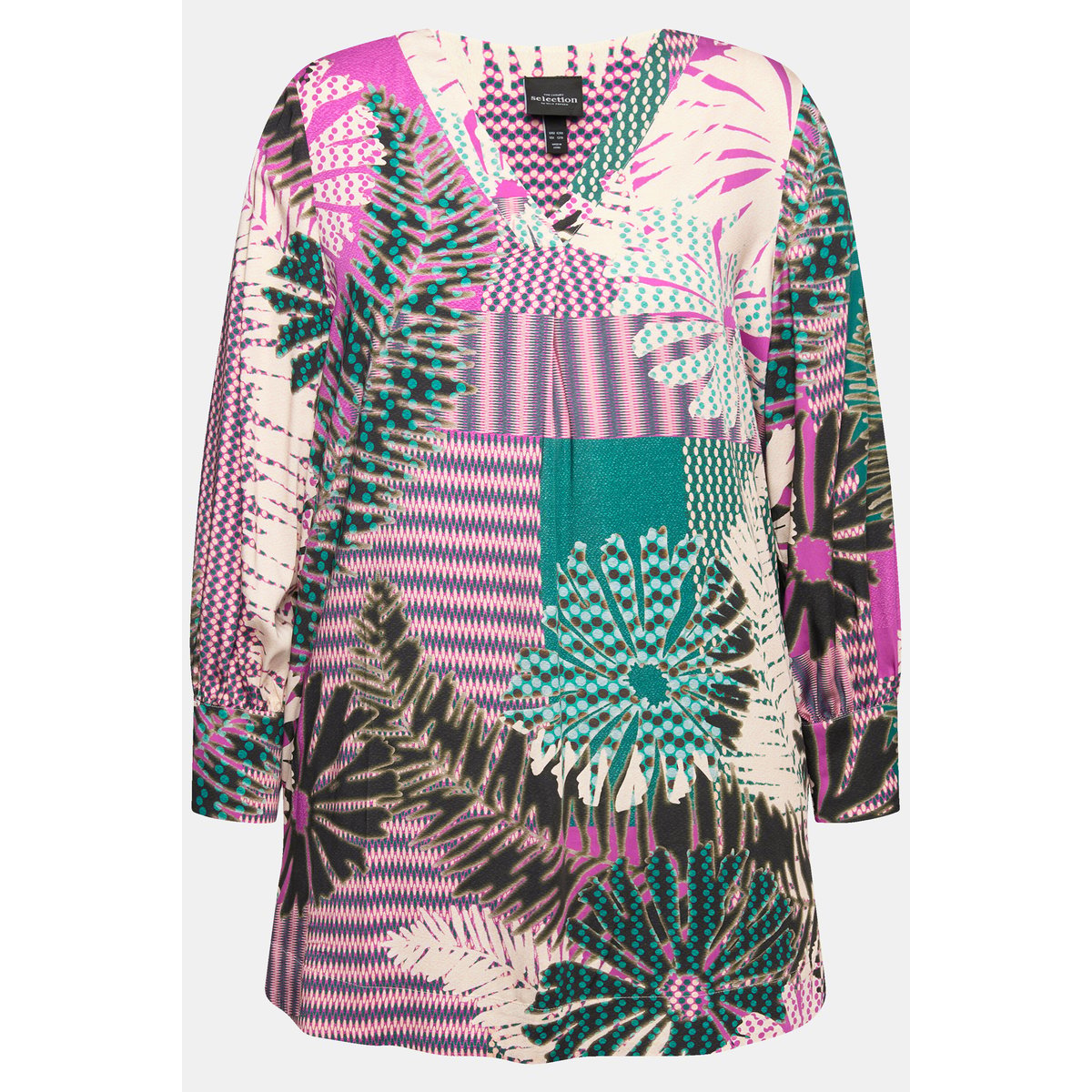 Blouse à fleurs vert foncé, ULLA POPKEN