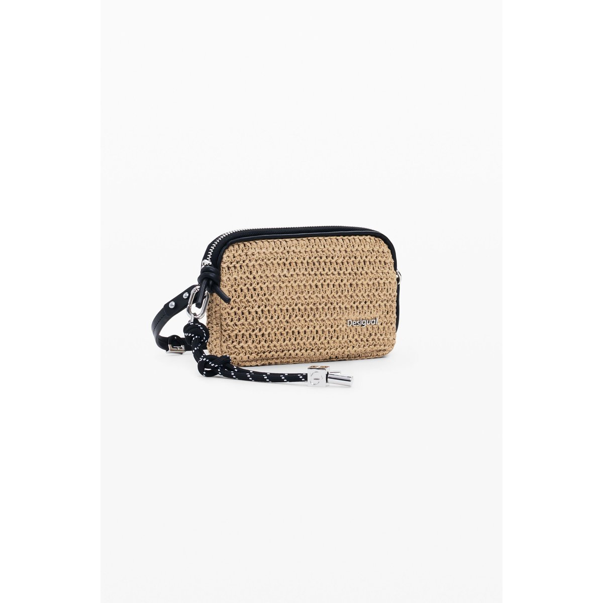 Sac bandoulière en raphia moyen blanc, DESIGUAL