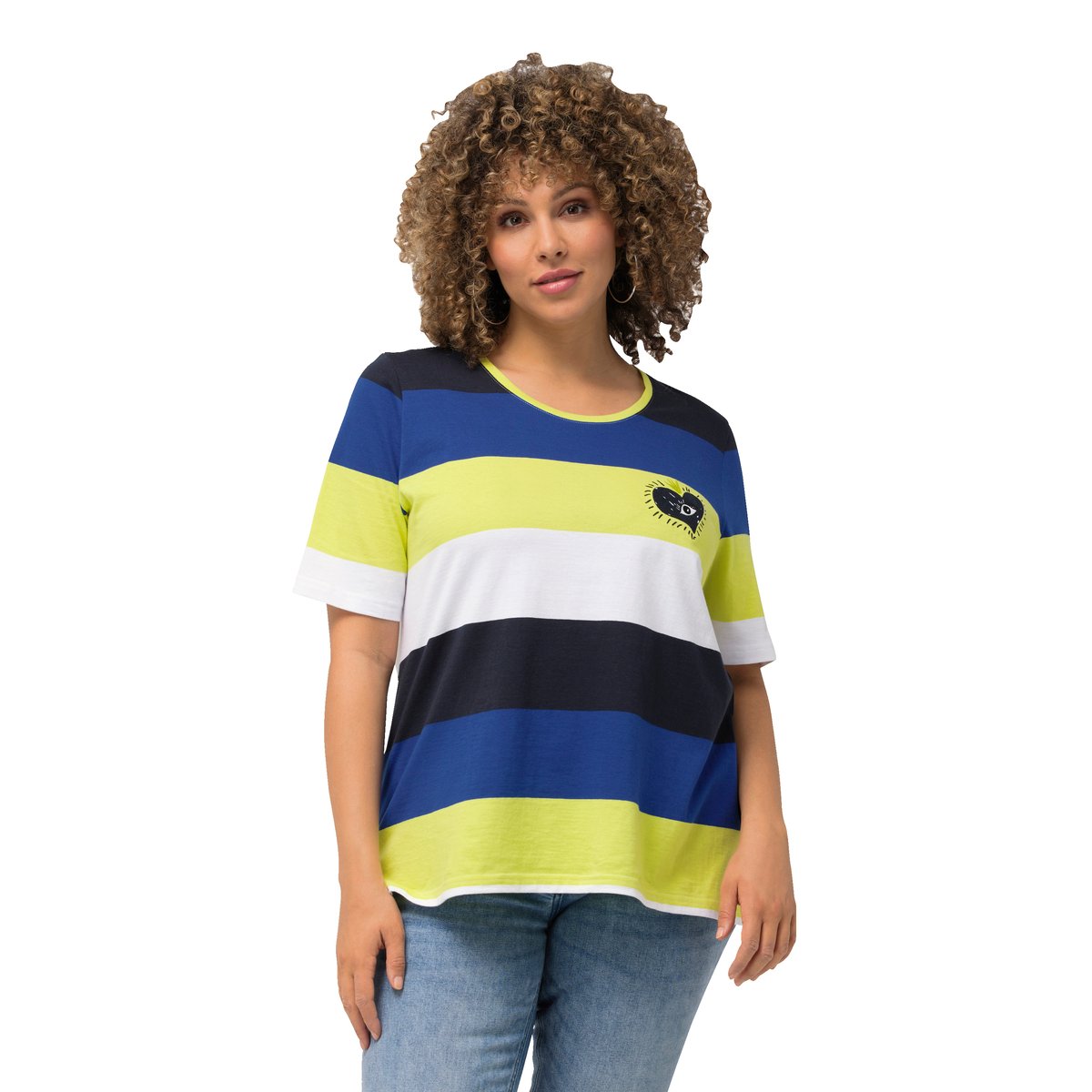 T-shirt à col rond et manches courtes. bleu cobalt, ULLA POPKEN