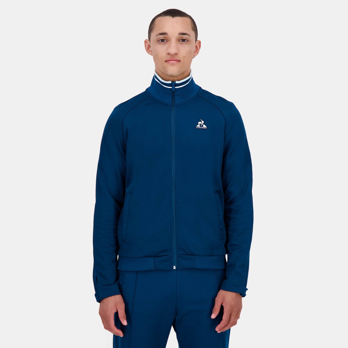 Sweat zippé Héritage blanc, LE COQ SPORTIF