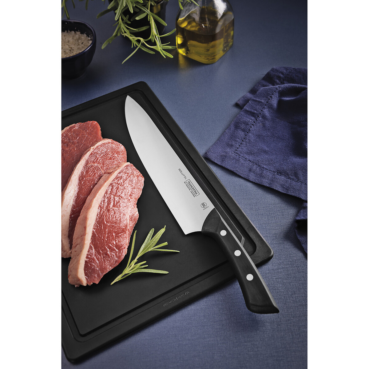 Faca Chef Solutta 10", Tramontina preto , TRAMONTINA