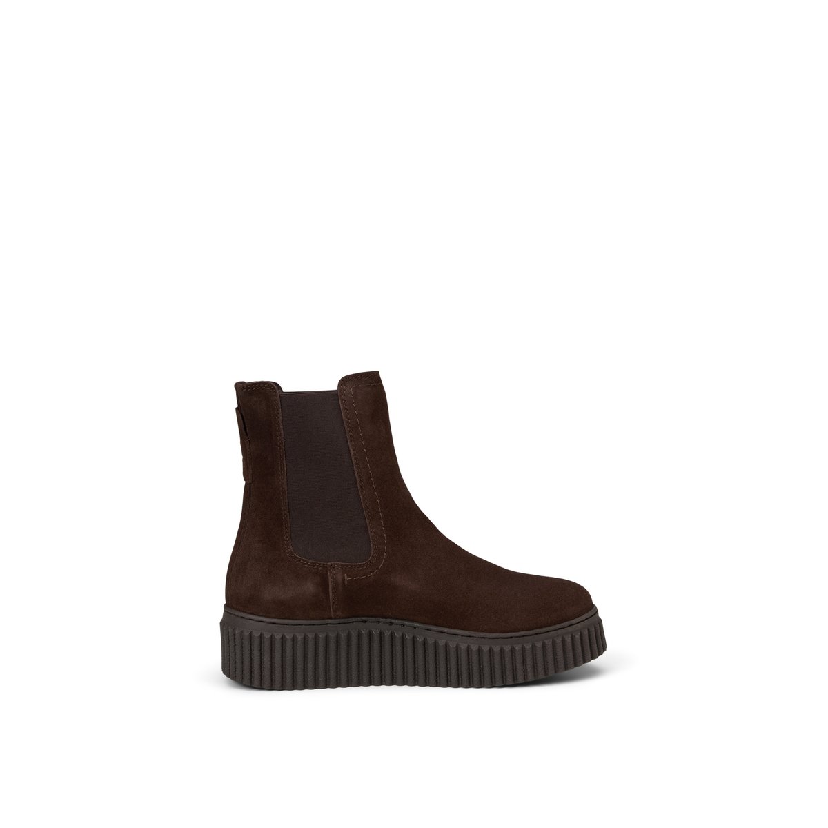 Bottines Chelsea, modèle Bianca en cuir velours souple marron foncé, MARC O'POLO