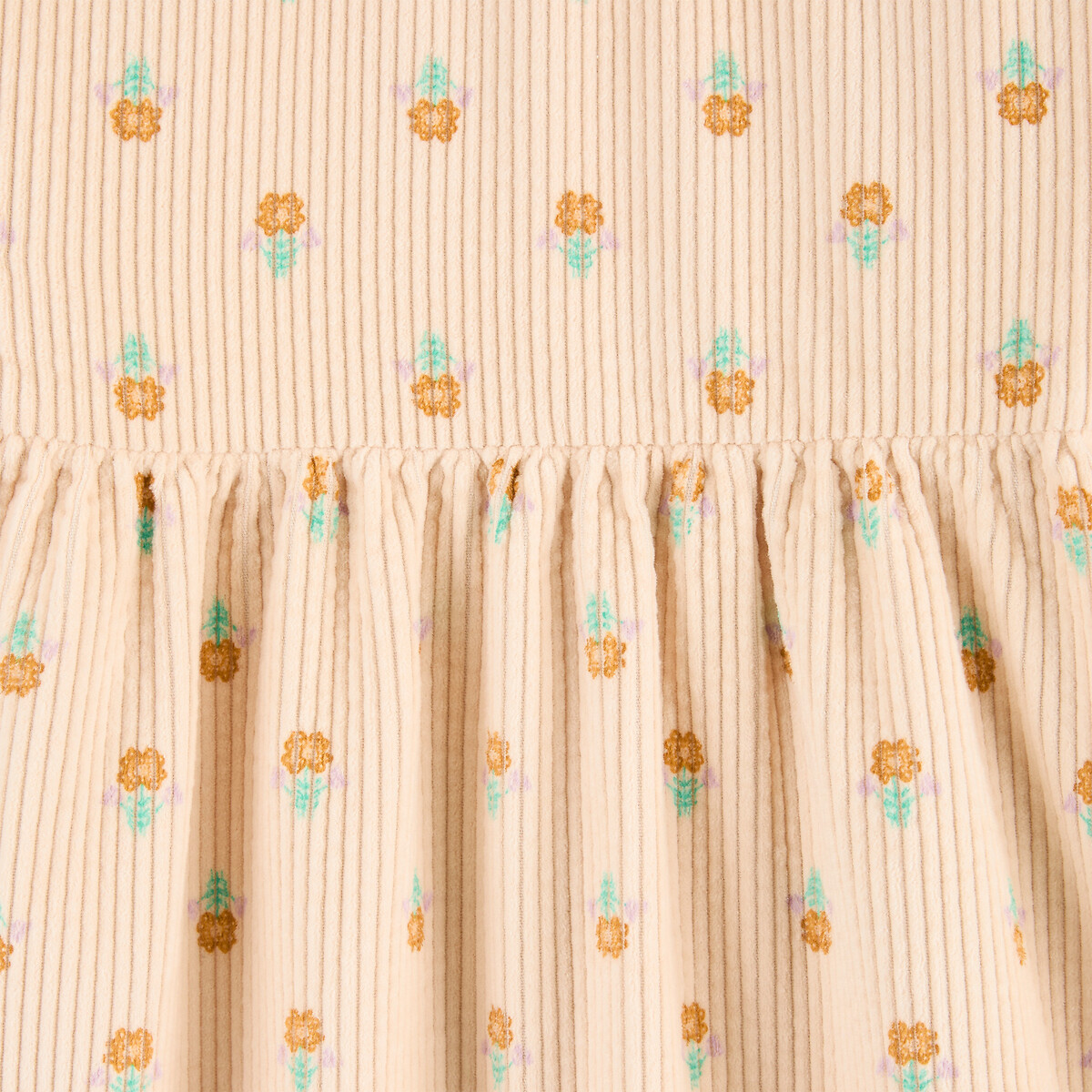 Robe en velours manches longues imprimé floral imprimé écru, LA REDOUTE COLLECTIONS