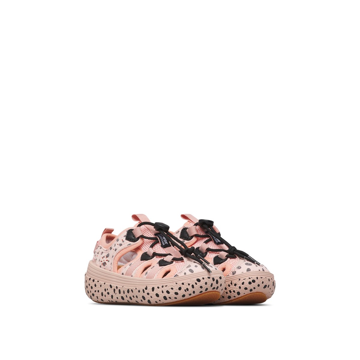 Sandales semi-ouvertes en simili cuir et tissu CHOMEI JUNIOR. rose poudré-noir, NATURINO