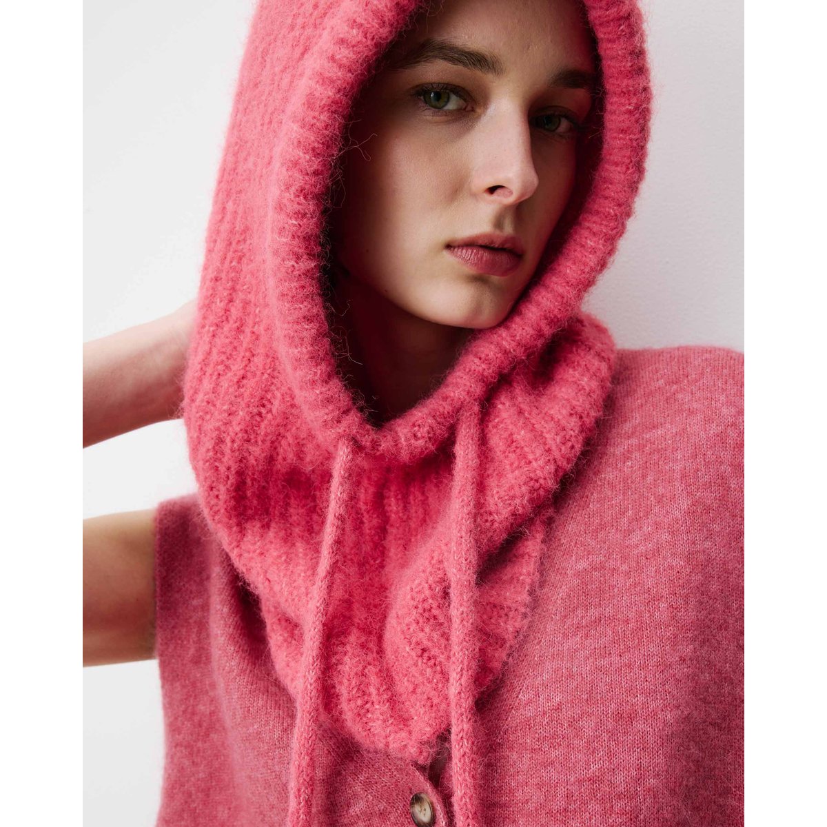Cagoule en laine mélangée blush Samourai blush, GRACE AND MILA