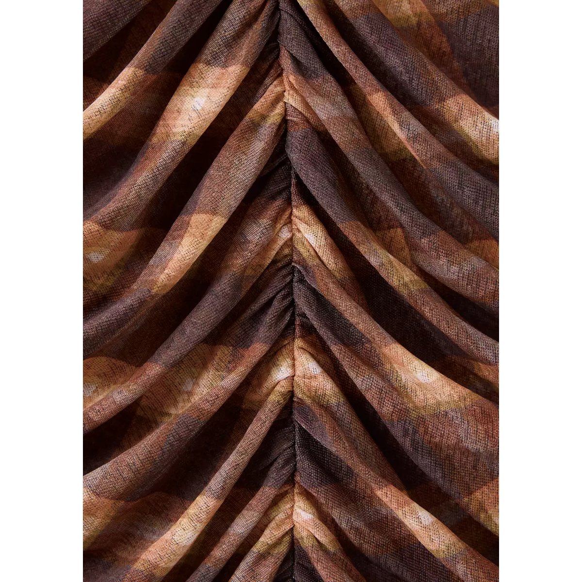 Top carreaux froncé marron, MANGO