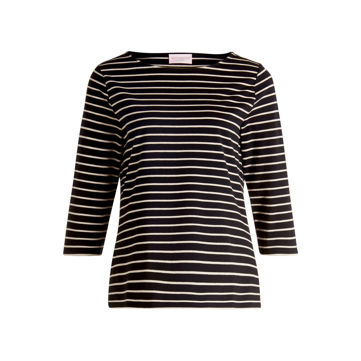 T-shirt à rainures à encolure bateau black/camel, BETTY BARCLAY