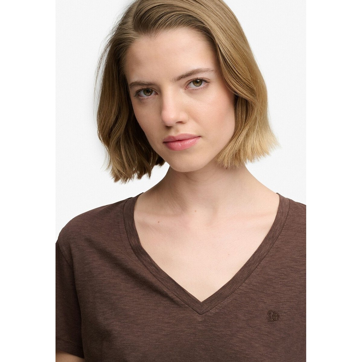 T-shirt brodé marron chocolat, SUPERDRY