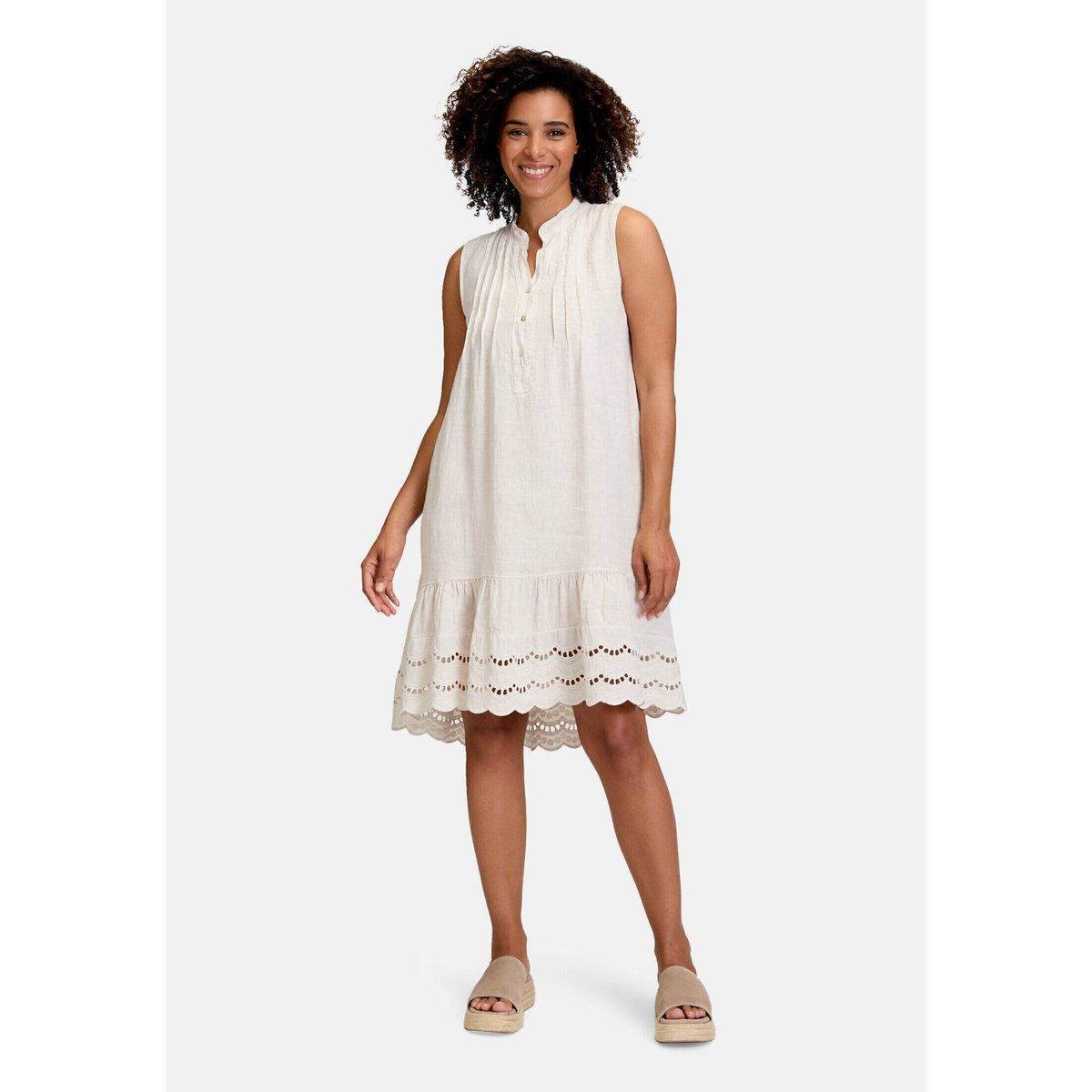 Robe casual à broderies white sand, CARTOON