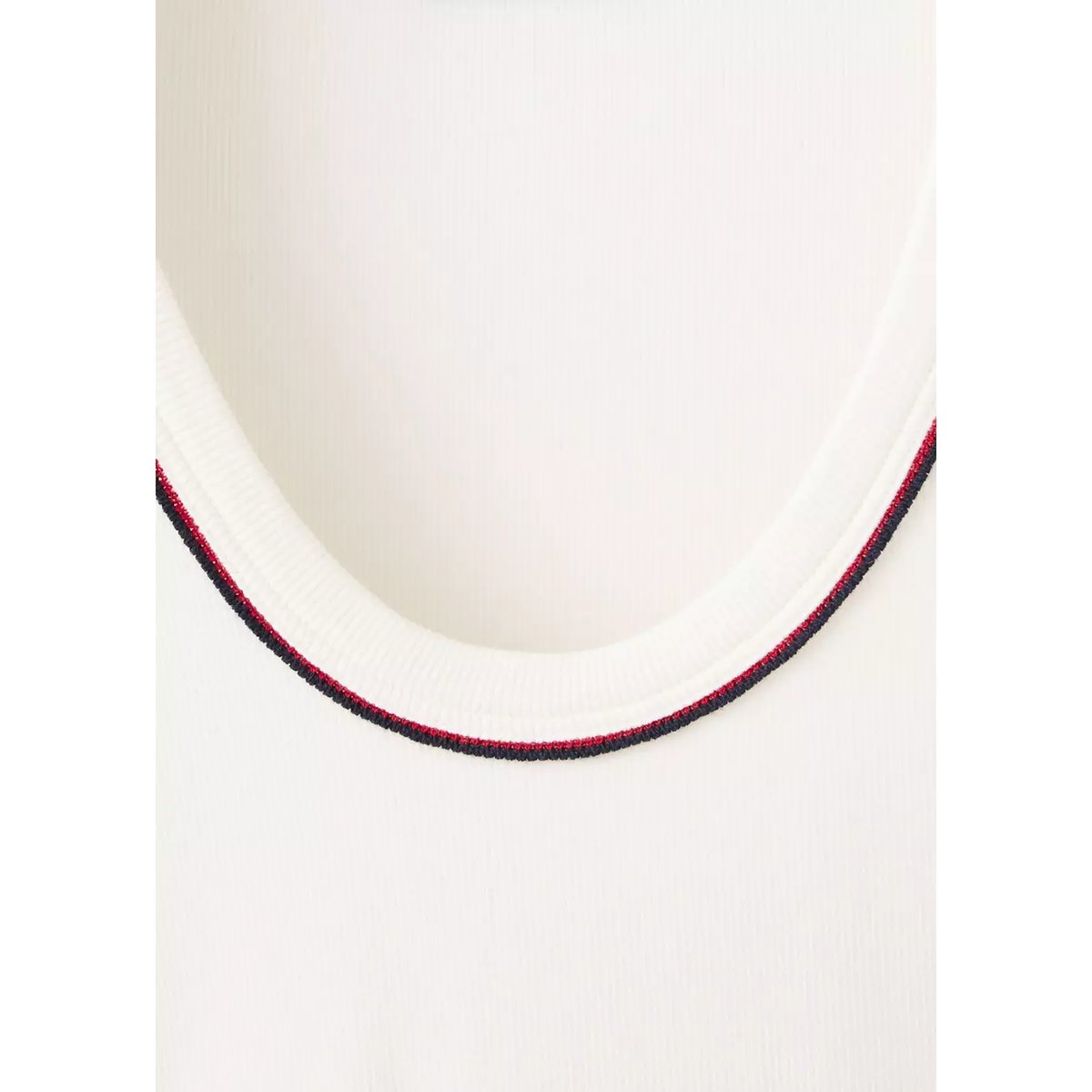 T-shirt maille côtelée liserés blanc, MANGO