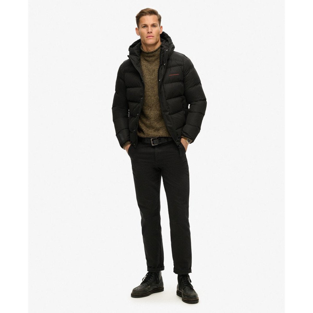 Doudoune à capuche Sports en microfibre noir, SUPERDRY