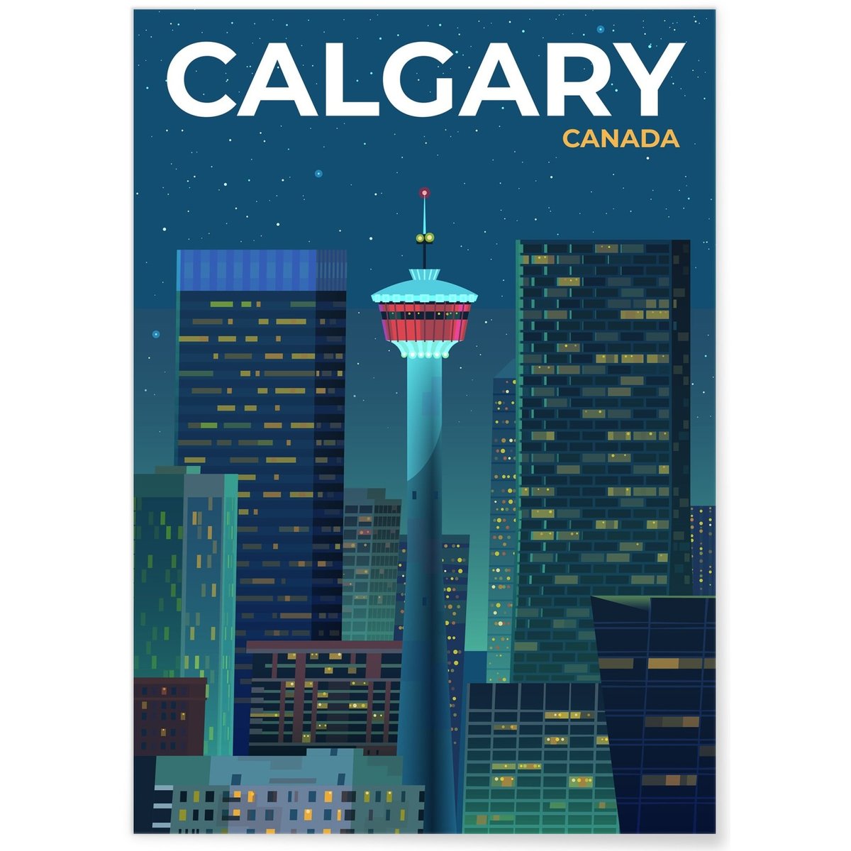 Affiche ville Calgary blanc, L'AFFICHERIE