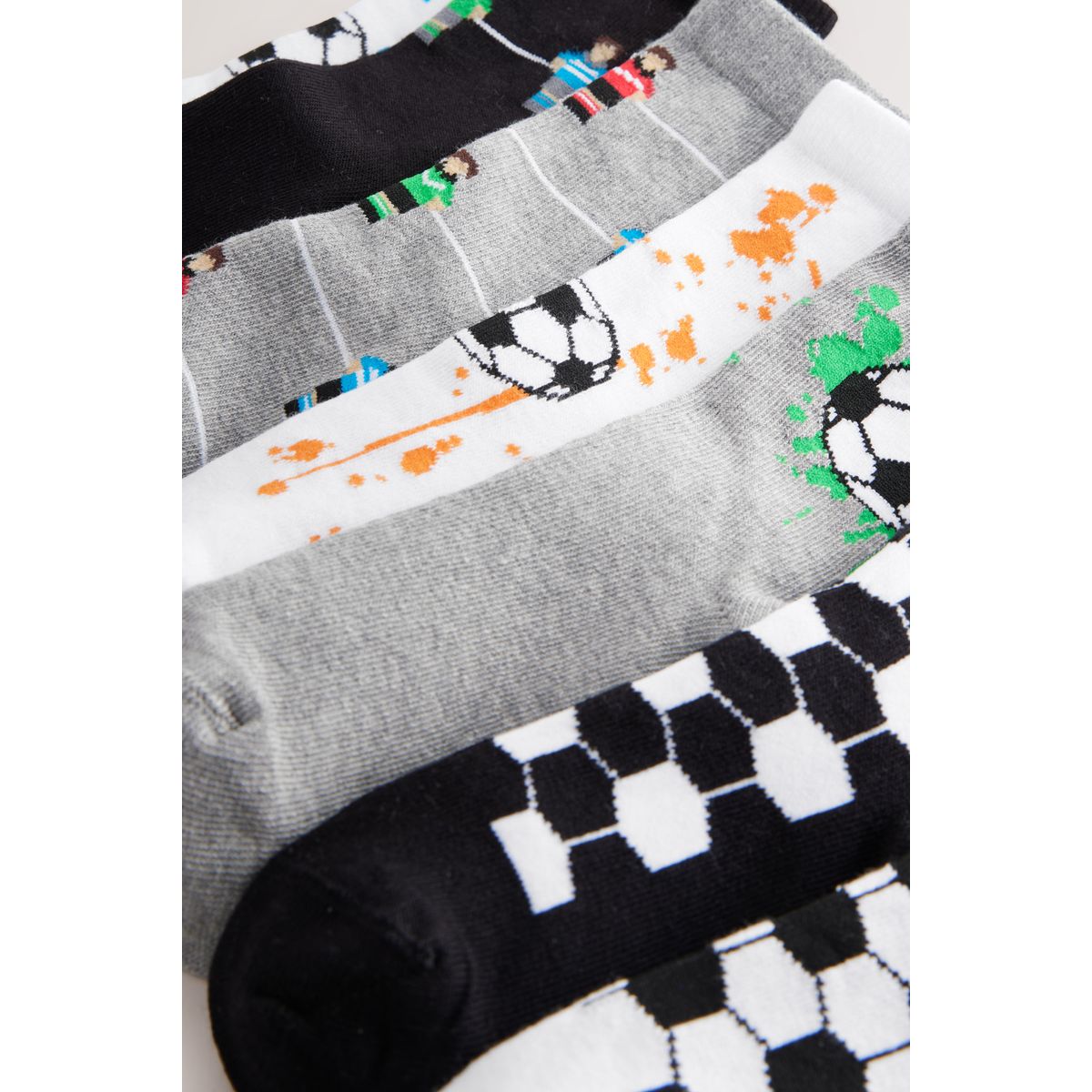 Chaussettes en coton majoritaire, lot de 7 ballon de football noir/gris/blanc, NEXT