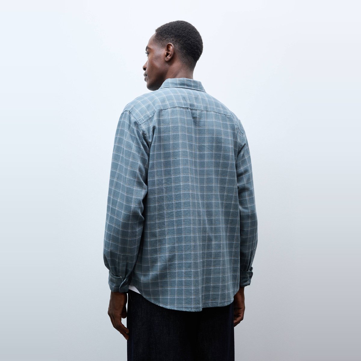 Chemise manches longues à carreaux en flanelle de coton BIO GOTS paon, MONOPRIX