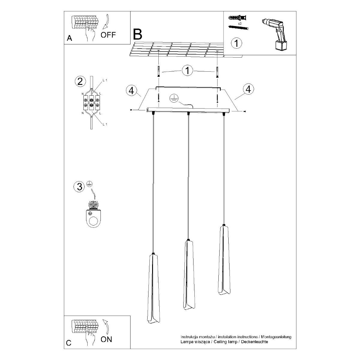 Suspension Acier Blanc G9 3 Prysm Line blanc, EDEN