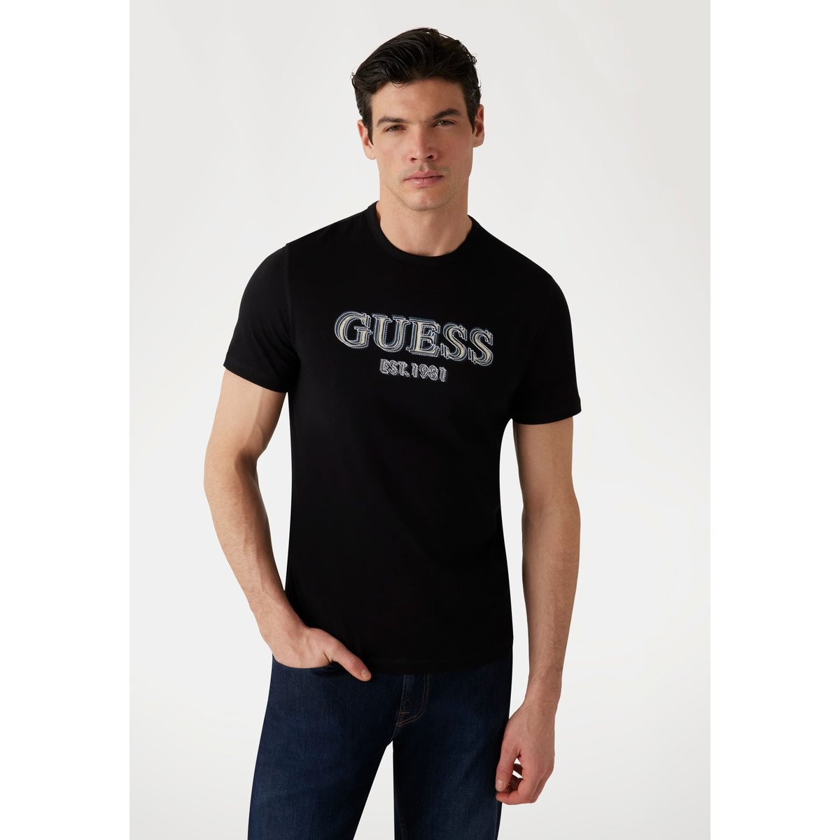 T-Shirt Logo Frontal noir, GUESS