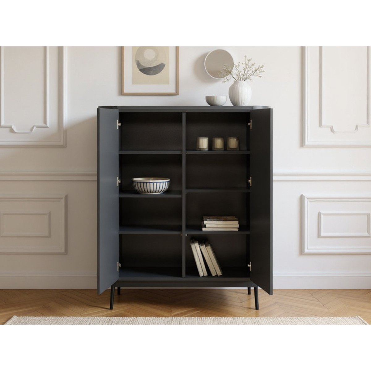 Buffet  en MDF  portes 100 cm, JAY noir, BOBOCHIC