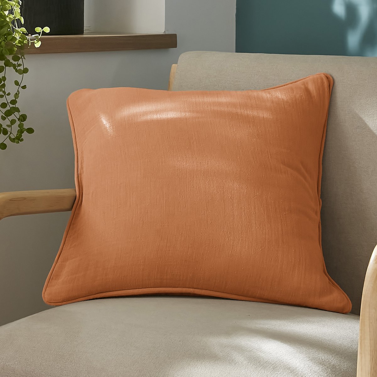 Coussin carré déhoussable 45x45 cm Gaze de Coton Terra Abricot abricot, EDEN