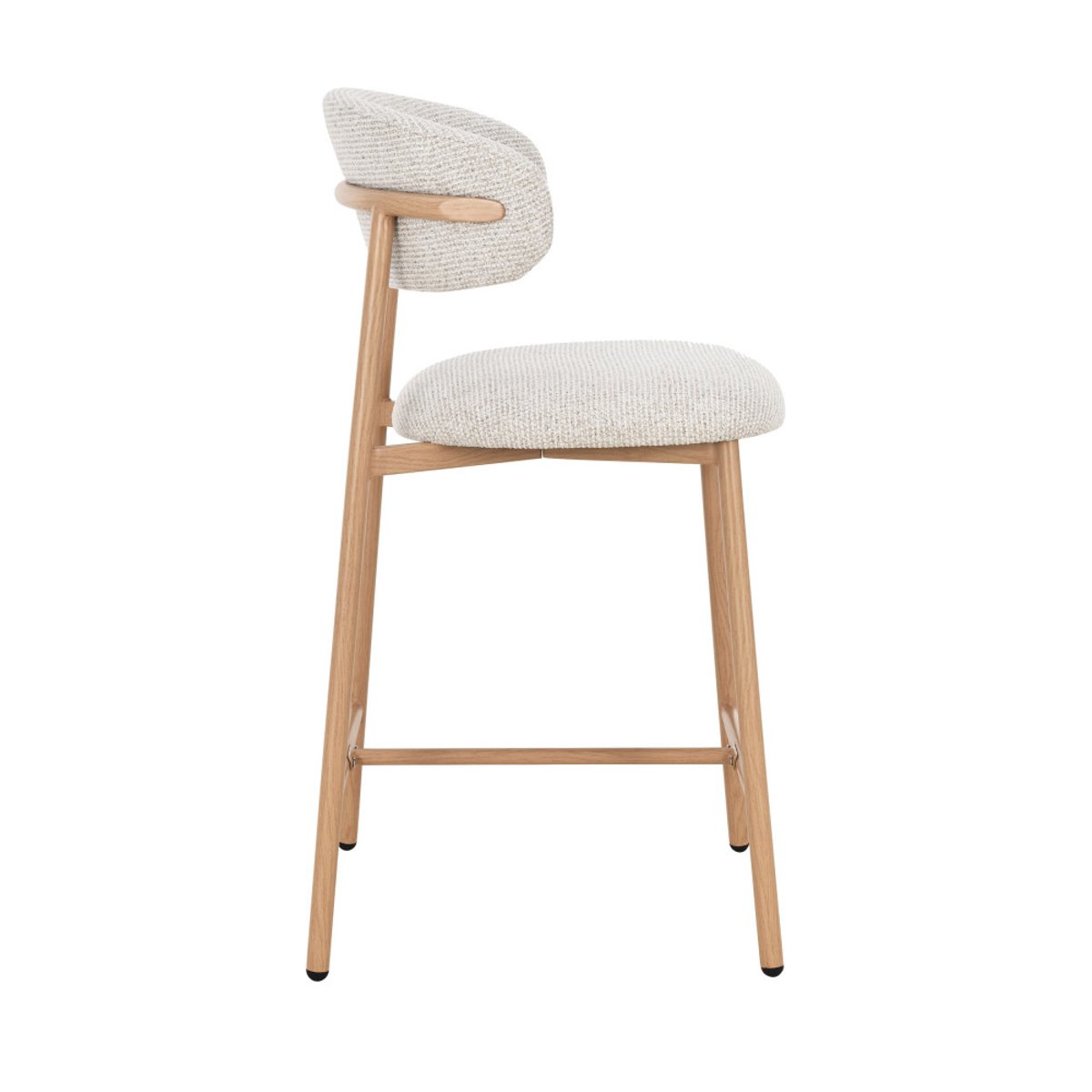 Lot de 2 chaises de bar en tissu pieds effet bois clair H65cm- DRACO beige chiné, DRAWER