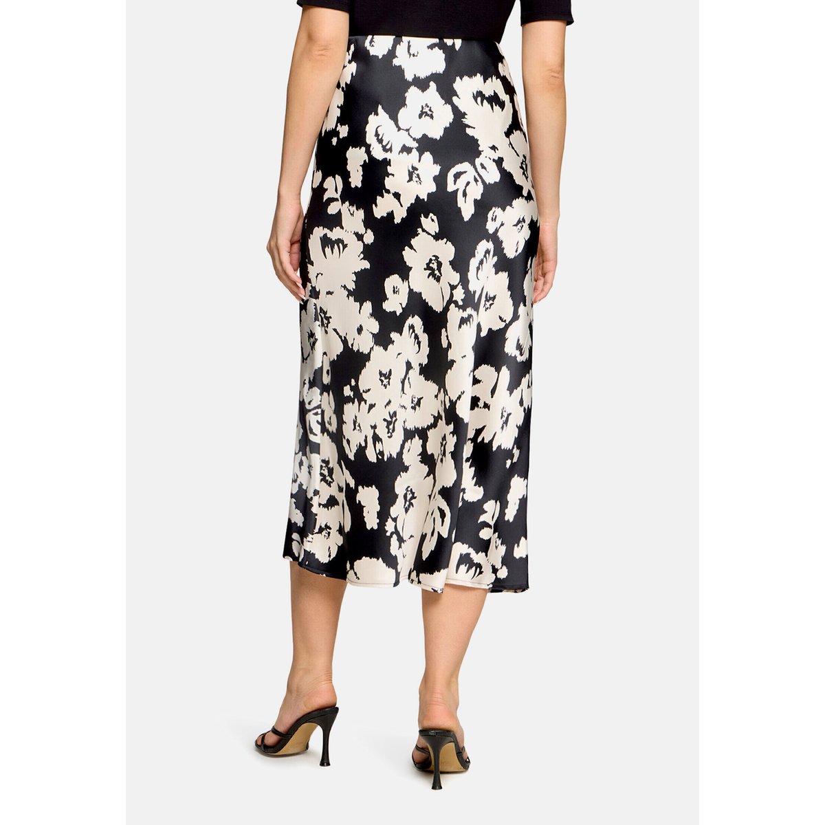 Jupe en satin à motifs noir/blanc, BETTY BARCLAY