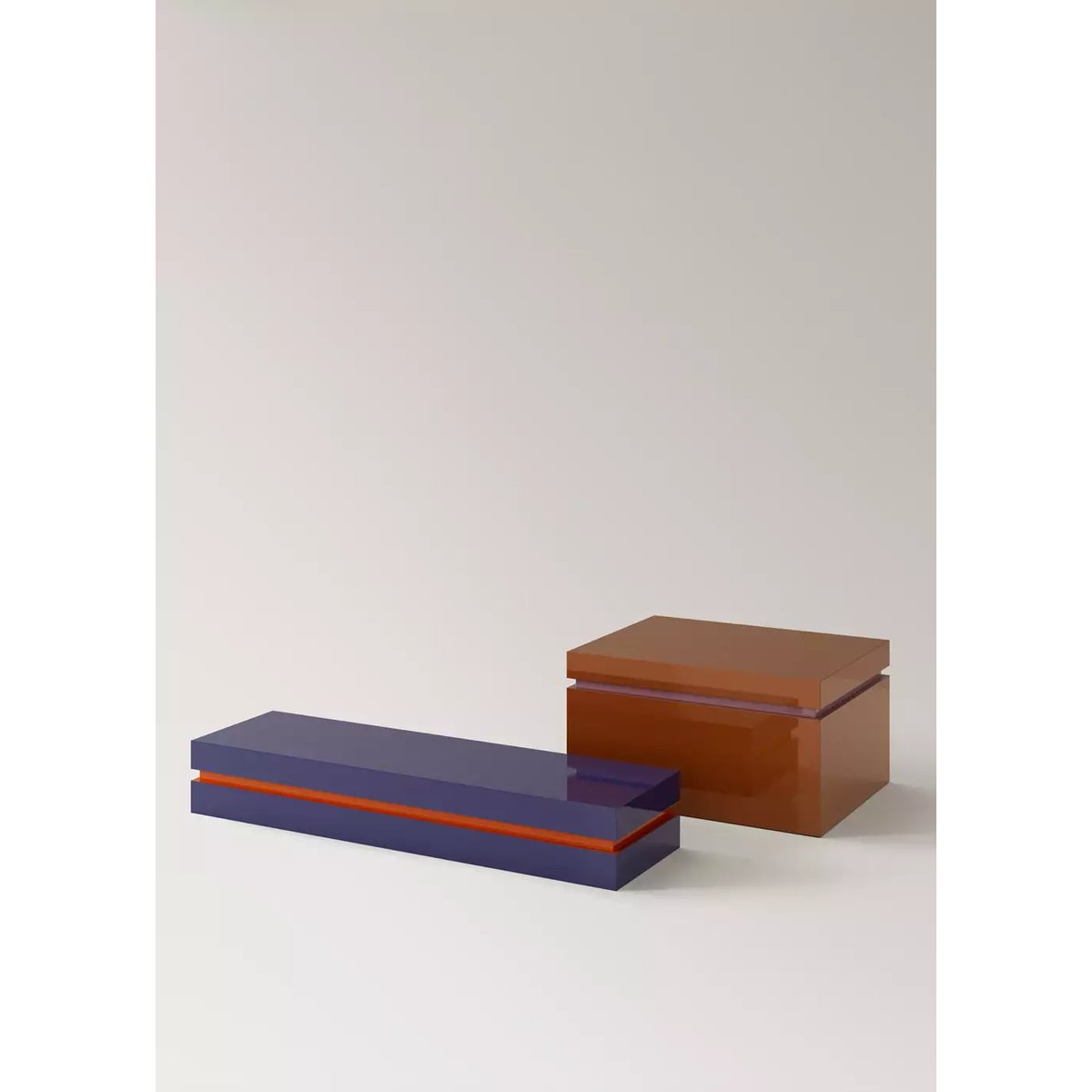 Boîte laquée bicolore, moyenne et allongée bleu, MANGO HOME