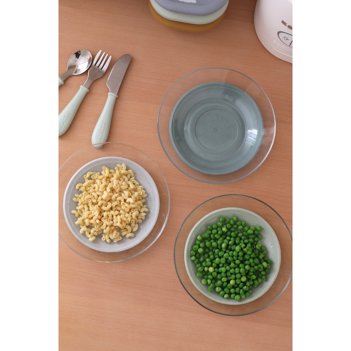 Coffret 3 assiettes en verre BEABA x DURALEX vert-de-gris, BEABA