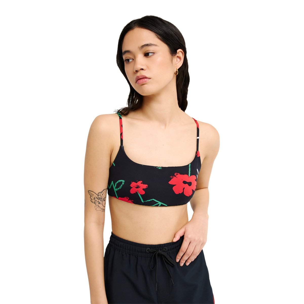 Haut de bikini VIACHA noir black street floral 32, QUIKSILVER
