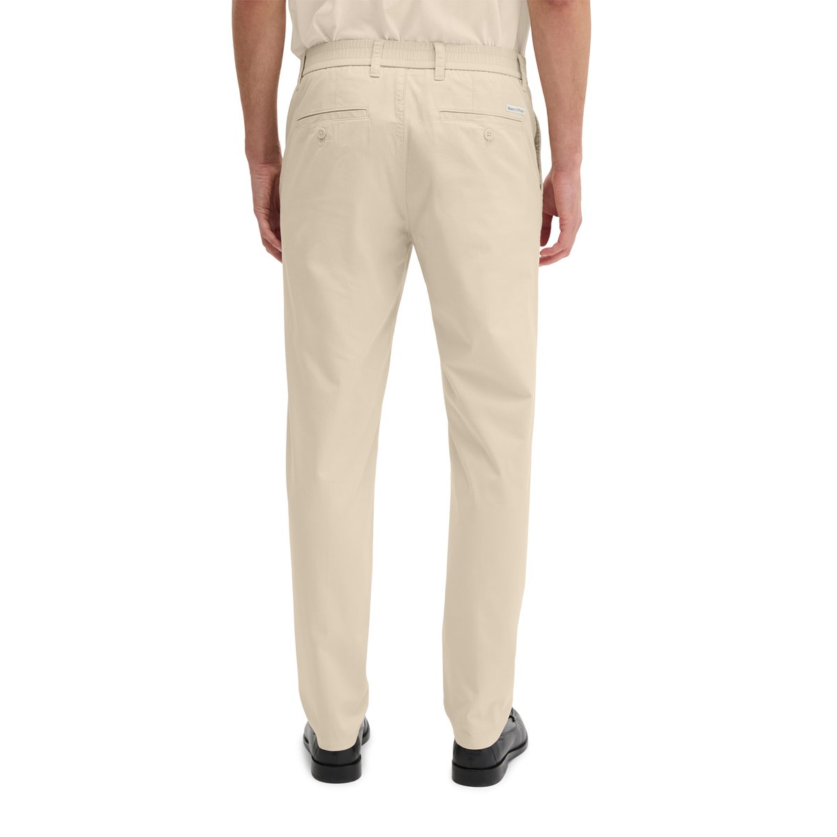 Chino modèle Morot Jogger tapered en popeline stretch technique beige, MARC O'POLO