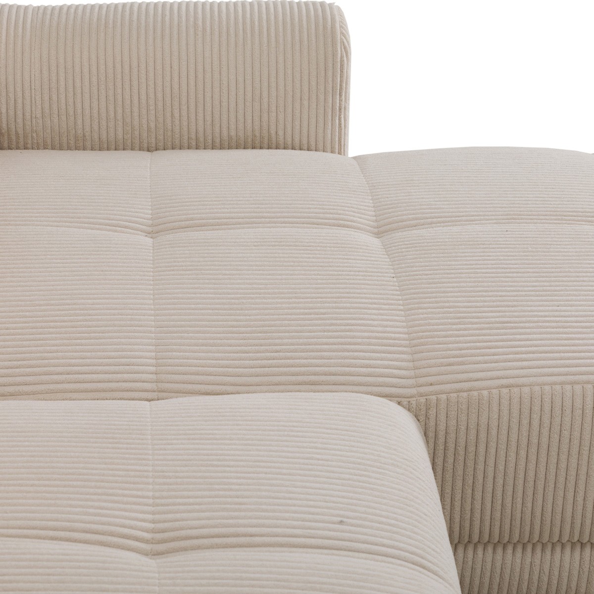 Canapé d'angle convertible réversible 3/4 places en velours côtelé - ALVA beige, HOMIFAB