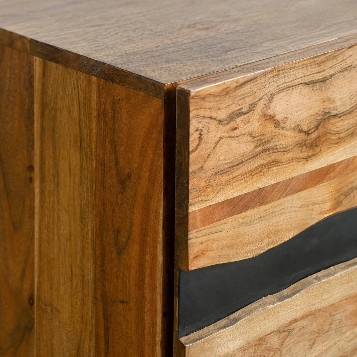 Table de chevet en bois d'acacia 2 tiroirs CANYON bois naturel, PIER IMPORT
