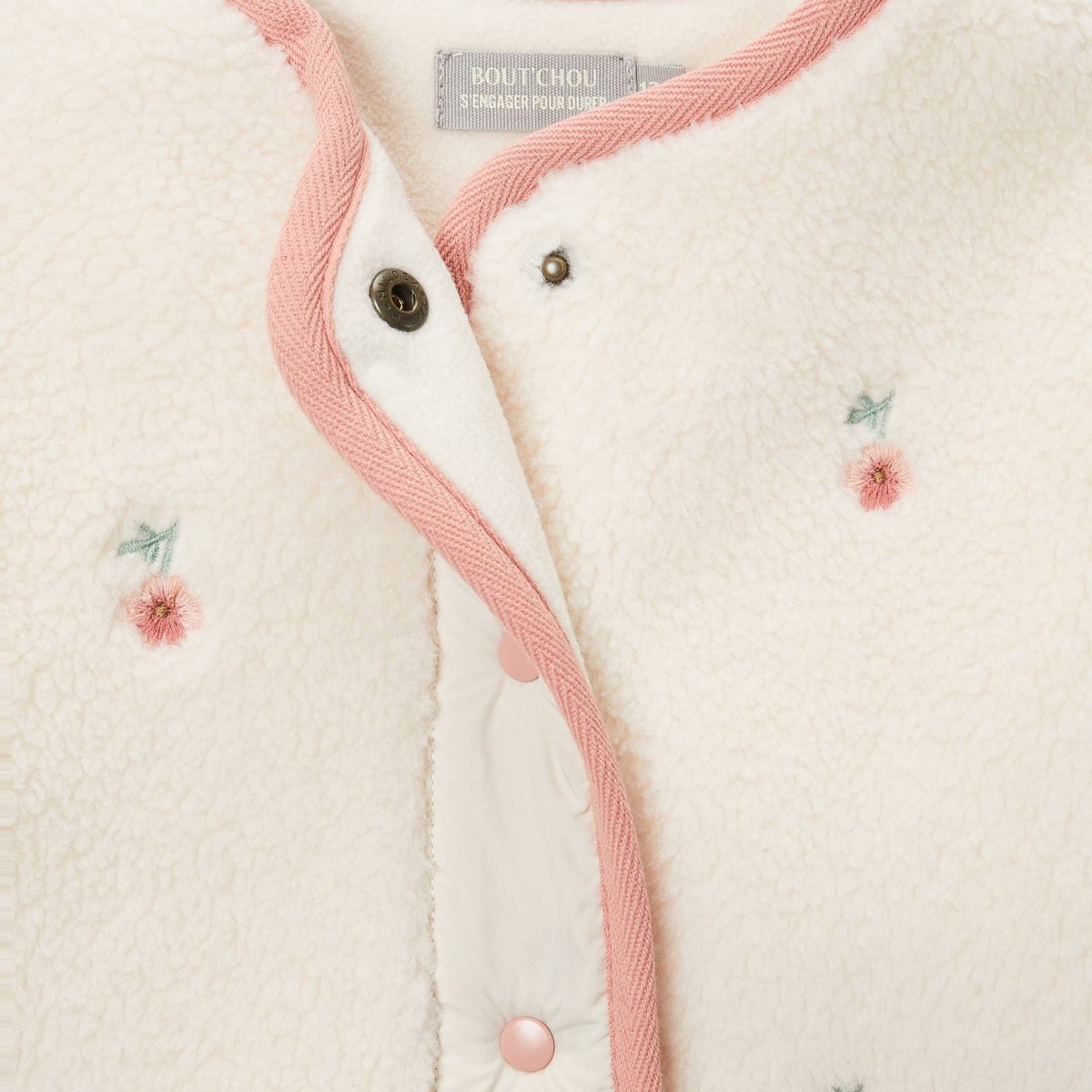 Veste brodée en sherpa naturel, BOUT'CHOU