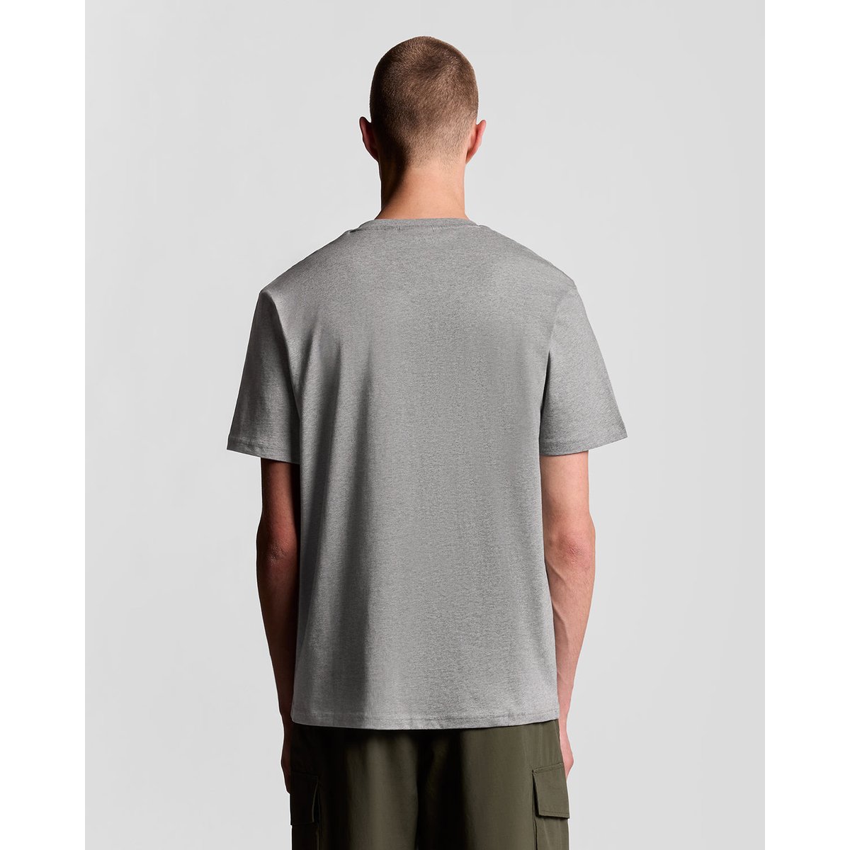 T-shirt en coton col rond gris moyen chiné, LYLE & SCOTT