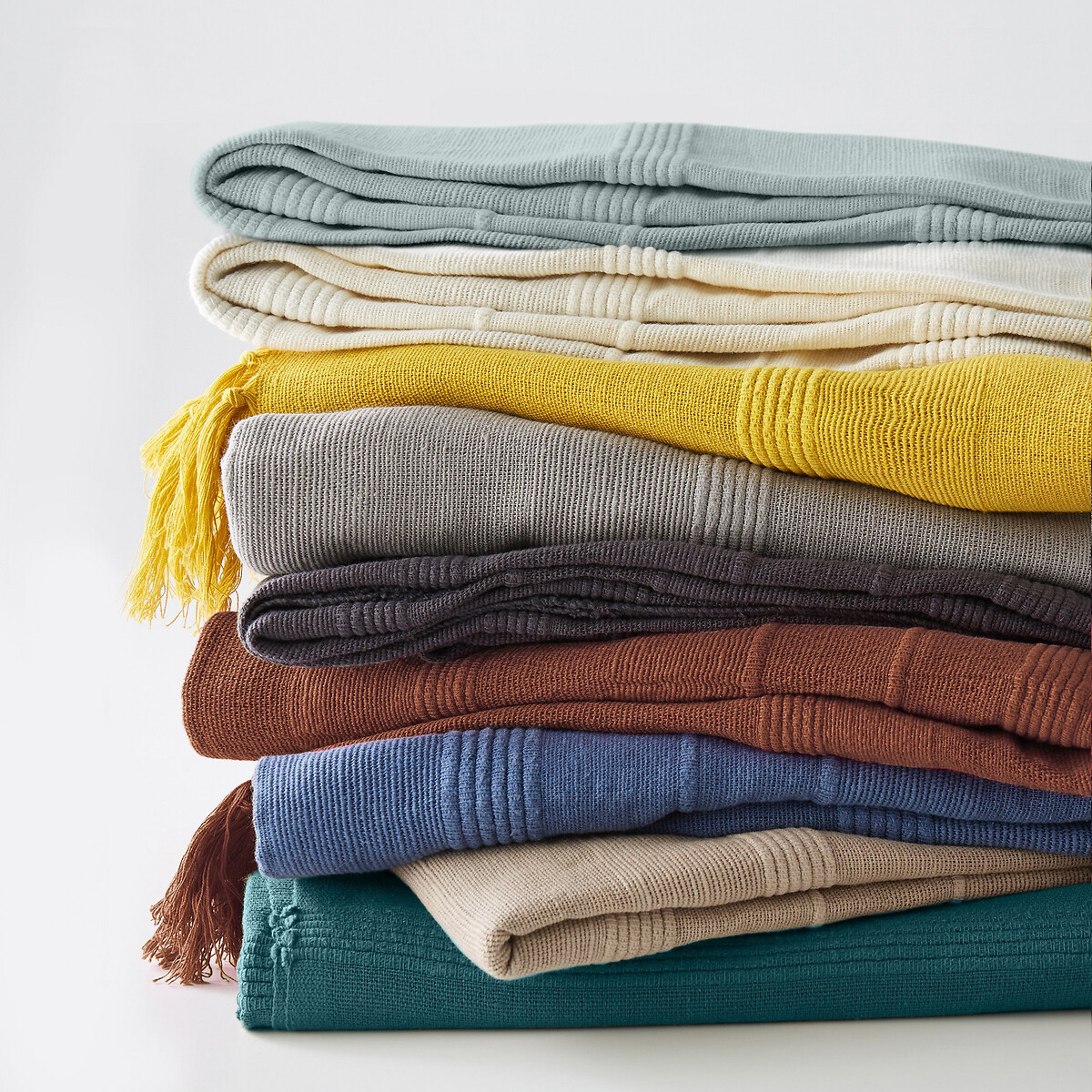 Dessus de lit frangé coton, Nedo bleu orient, LA REDOUTE INTERIEURS